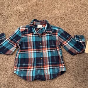 Cat & Jack Kids Plaid Button-Down Shirt - Blue, Orange, Brown